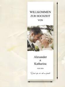 Customized Wedding Banner - Personalized Bride And Groom Photo/Name/Time/Text - Printed, Suitable For Wedding, Engagement Party, Personalized German Banner, Indoor & Outdoor Use, Smooth Texture, German Welcome Cloth, Perfect - Multicolor - View 7