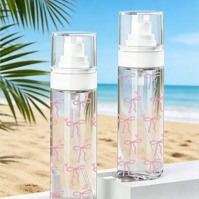 Bow Pattern Refillable Travel Mist Spray Bottle, Multi-Purpose Fine Mist Sprayer, Fashionable Minimalist Design, Suitable For Wet Hair, Home Cleaning, Toner And Alcohol Mist, Unisex Hair Accessory, Small Pink Mist Bottle, Cleaning Spray, Plants, Hair Products, Styling Tools And Hair Care