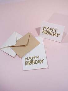 10 tấm thiệp chúc mừng sinh nhật chữ mạ vàng, thiệp giấy tối giản kèm phong bì, thiệp chúc mừng sinh nhật trang nhã phù hợp cho bạn bè và gia đình, thiệp chúc mừng phong cách tối giản. - 10X7X0.1cm - Xem 1