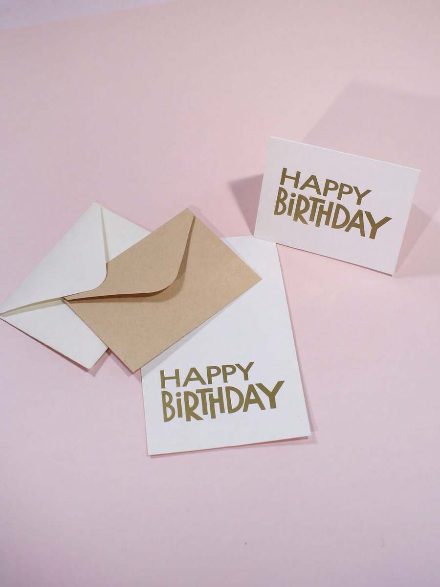 10 tấm thiệp chúc mừng sinh nhật chữ mạ vàng, thiệp giấy tối giản kèm phong bì, thiệp chúc mừng sinh nhật trang nhã phù hợp cho bạn bè và gia đình, thiệp chúc mừng phong cách tối giản. - 10X7X0.1cm - Xem 1