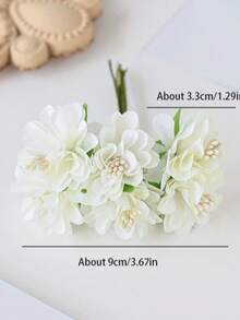 1束（6头）人造康乃馨花束，迷你字母DIY花环材料，糖果盒配件，家居婚礼装饰，新娘腕花，头饰，新年装饰，生日派对，情人节礼物，毕业典礼蛋糕装饰 - 米色 - 查看 2
