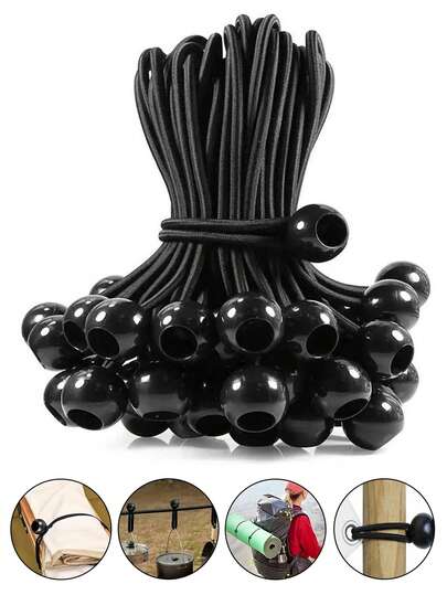 10/20pcs Multi-Functional Elastic Ball, Outdoor Tent Fixing Elastic Rope, Suitable For Tent Pegs, Camping Gear And Outdoor Equipment, Durable Heavy-Duty Rope, Can Be Safely Secured, Camping Essential | Functional Design | Metal Clip Durable, Handmade Rope