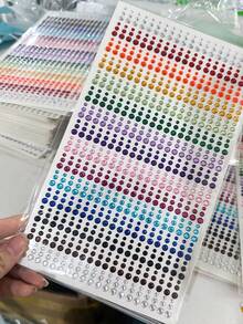 1pc/900pcs Colorful Glitter Diamond Stickers, Multi-Size Shiny Rhinestone 3D Stickers For Eye Makeup, Tattoo, Party & Body Decoration - Multicolor - View 2