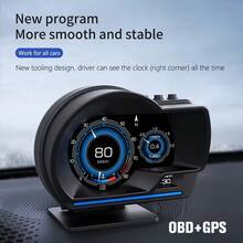 OBD + GPS HUD P24 Car OBD Head-Up Display HUD Car Computer Digital Speedometer, Water Temperature, Fuel Consumption, Inclinometer - A - 查看 5