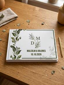 1pc Customized Wedding Guest Book With Watercolor Floral Design, Can Customize Couple's Names And Date, Unique Wedding Memorabilia, Suitable As Wedding Gift - Multicolor - View 9