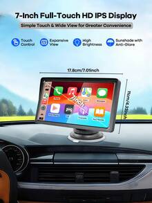 7-Inch Multimedia Video Player For Car, Wireless CarPlay And Wireless Android Auto, Portable Universal Car Display Monitor With Camera, Car MP5 Player, Carplay For Fiat 500, Plug And Play Carplay, Stable And Classic Choice - M15 - View 4
