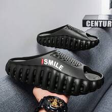 1 Pair Men's Breathable Sandals 2026 New Summer Outdoor Anti-Slip Thick Sole Comfortable Casual Slippers, Suitable For Indoor, Outdoor, Beach, Comfortable Wear - Beige - View 1