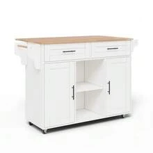145 X 45 X 94.5 Cm, Multifunctional Mobile Kitchen Island With Folding Worktop, Adjustable Shelves, 5 Casters, Concealed Cutlery Drawer – Suitable For Kitchens, Dining Rooms, Living Rooms, Etc. - White - View 4