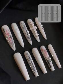 蝴蝶十字形透明硅胶美甲模具 DIY 3D美甲装饰模具 - 無色 - 查看 5
