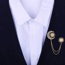 1pc Elegant Rhinestone Star & Moon Chain Brooch, Snowflake Design, Suitable For Festival Gifts, Hijab Accessories, Daily Wear, Business Meetings, Birthday Parties, Wedding Attire Gifts For Mother, Father, Graduation, And Teacher - Multicolor - View 7