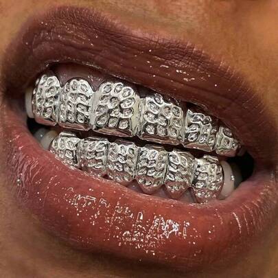 1 Set Classic Leopard Print Teeth, Hip Hop Teeth Grillz, Party Music Festival Accessories, Funny Stage Props