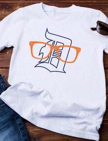 Vintage Graphic Tees Men, Detroit Tigers Motor City Vintage Graphic Tee, Baseball Sports Apparel Oversized Crew Neck, Father's Day Graduation Independence Day Top,   For Men - White 6 - 查看 6