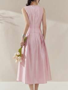 Elegant Luxury Handmade Beaded Sleeveless Women's Dress Spring - Baby Pink - View 6