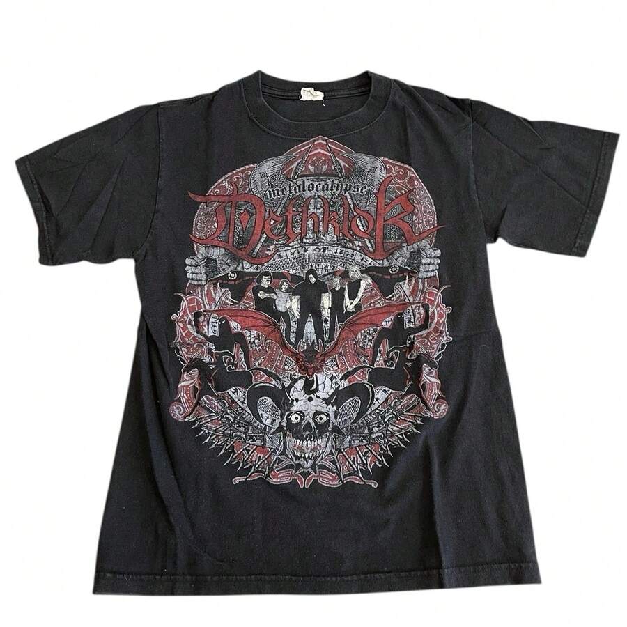 Vintage Metalocalypse Dethklok 2009 Tour T-Shirt Sz Small Rare Band Tee - 黑色 - 查看 1