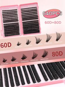 640/624/608/590/384/320 PCS Individual Cluster Lashes D Curl Mixed 30D 40D 50D 60D 8-16mm, Soft Lightweight Reusable DIY Lash Extensions Kit For Beginners - D - View 4