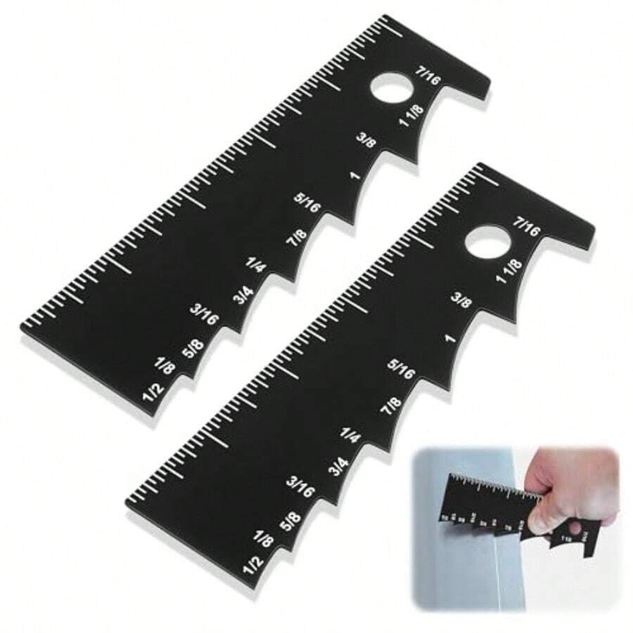 2 Pcs Seet Ml Scri Tools Wit Clear 1/8"-7/16" Scale Seet Marker And Measu Tool Durable Steel Body  Precision Layout And Measu - Black - View 1