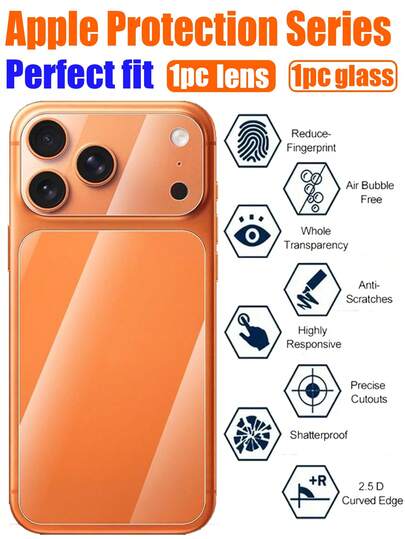 2-In-1 Set (1 Camera Screen Protector + 1 Back Screen Protector) - Suitable For IPhone 17 Pro Max, Scratch-Resistant/Bubble-Resistant/Enhanced Tempered Glass Camera Lens Protector, Ultra-Thin Back Cover, Compatible With 17 Pro Max/17/17 Pro/16 Pro Max/16/16 Pro/16 Plus/15 Pro Max/15/15 Plus/14/13/12/11, Mobile Phone Accessory, Suitable As A Gift For Family And Friends, Compatible With Phone Cases, Essential For Daily Life And Office Work.