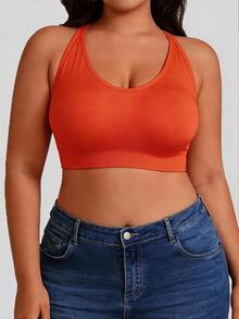 Plus Size High Support, Breathable, Seamless, Adjustable Back Clasp Sports Bra, Lift & Separate, Comfortable, Breathable, Shock-Absorbing, Yoga - Red - View 4