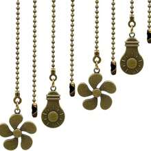 Ceiling Fan Pull Chain Set, 4 Pieces Bulb And Fan Pattern Pull Chain Extension, 12 Inch Chain Extender With Ball Chains Connector - Five-blade Fan - View 12