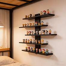 Multi-Layer Wall-Mounted Storage Rack, Made Of Fiberboard, Multi-Functional Display Shelf, Suitable For Office And Home Decor, Ideal For Displaying Figurines And Ornaments, Both Stylish And Practical. - Black - View 8