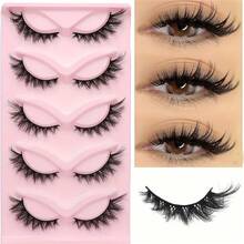 5 Pairs Of Holiday Cat-Eye Eyelashes - Natural Look, Full Strip With Fine Cross Design For Volume And Softness - Hypoallergenic, Comfortable Wear, Suitable For All Occasions - 5 Pairs Of Cross-over Fluffy Style - View 3