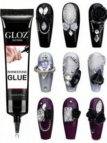 GLOZ 15ML 釘珠美甲膠，超強凝膠美甲膠，適用於美甲飾品 3D 亮片美甲裝飾，寶石美甲藝術鑽石，需 UV/LED 固化，美容禮品 - 無色 - 查看 8