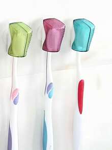 Portable Suction Cup Toothbrush Holder, Travel Toothbrush Protective Case, Suction Cup Toothbrush Rack, No-Drill Wall Mount Toothbrush Holder, Travel Toothbrush Box, Toothbrush Storage, No-Drill Bathroom Accessory, Dust-Proof Toothbrush Rack, Suitable For Electric And Manual Toothbrushes - Multicolor - View 3