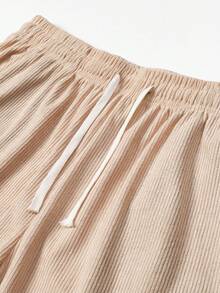 New Summer Men's Outdoor Casual Corduroy Shorts, Solid Color Versatile Beach Style Bermuda Shorts - Apricot - View 3