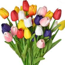 3/6 pièces Mini Tulipes Blanches Artificielles, Décoration de Maison de Mariage Fleurs Artificielles, Simulation de Tulipes - Blanc - Voir 9