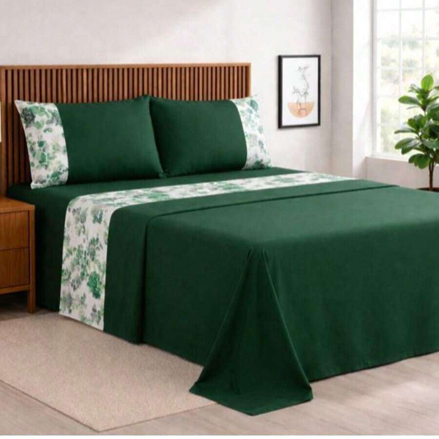 Alegra 400 Thread Count Silk Touch 4-Piece Sheet Set For Double/Queen/King Sizes - Premium Comfort - Jasmine Garden - View 1