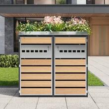 Caja de almacenamiento de basura, con cerradura, dos puertas, área de plantación, con ventilación - Gris - Ver 12