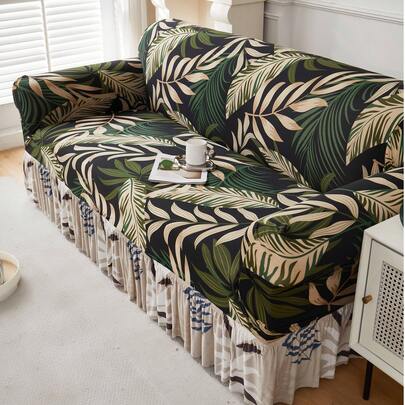 1 tấm bọc ghế sofa bằng lụa sữa in hoa lá, co giãn, chống trượt cho ghế sofa đơn/đôi/ba/bốn chỗ, chống thú cưng, nhiều màu sắc, phù hợp cho mùa xuân, hè, thu, đông.