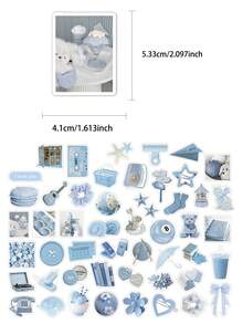50pcs Light Blue Themed Stickers For Suitcase Skateboard Guitar Laptop Desktop Room Decor Graffiti Stickers - A - View 2