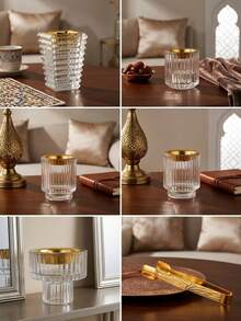 1 Set de quemador de incienso de vidrio minimalista, decoración del hogar de estilo nórdico creativo, elegante y versátil, adecuado para decoración del hogar, boda, fiesta, café, sala de estar, comedor, dormitorio, baño, bar, cena romántica, accesorios de boda, decoración de escritorio, también se puede regalar a amigos, esposa, graduación, damas, regalos de invierno, aplicable durante todo el año - Dorado - Ver 9