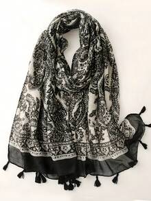 Khăn choàng họa tiết Paisley đơn giản, thanh lịch, khăn lụa thời trang dành cho nữ, khăn choàng lớn in họa tiết sống động, khăn choàng đi biển phong cách Bohemian, khăn choàng cho nữ, mùa xuân/hè. - Nhiều màu - Xem 12