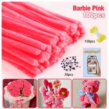 毛绒扭结花束DIY手工套装，幼儿园手工材料 - 281pcs pink - 查看 14