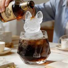 1个趣味斗牛犬吐舌硅胶模具 – 制冰托盘，适用于酒吧饮品、夏季冷饮、蛋糕翻糖、布丁、巧克力、蜡烛、肥皂、石膏工艺品 – 易于脱模且可重复使用 - 白色 - 查看 3