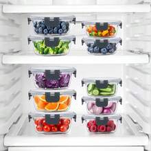 10 Pack Meal Prep Glass Food Storage Containers With Airtight Lids, Round Borosilicate Glass Containers Set (2 Sizes: 950ml & 400ml), Leak-Proof Kitchen Organizer For Lunch, Microwave & Freezer Food Containers For Home & Kitchen - View 6