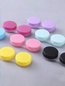 5 pares (10 piezas) de estuches para lentes de contacto de colores aleatorios (izquierdo + derecho), adecuados para el set de almacenamiento y viaje de lentes de contacto - Multicolor - Ver 2