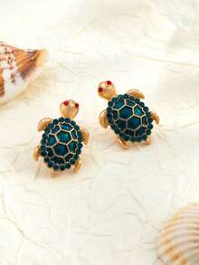 1 Pasang Anting Kura-kura Laut Enamel, Anting Desain Modis dan Berkualitas Tinggi yang Indah dan Lucu, Cocok untuk Pemakaian Sehari-hari, Pesta, Liburan, dan Hadiah Hari Raya - Royal Blue - View 6