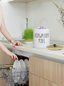 Rustic Dishwasher Capsule Holder With Lid Dustproof Bead Storage Bucket For Detergent Pods Tablets Refillable Dishwasher Pods Container Laundry Pods Organizer For Kitchen Home Detergent Block Storage Box Laundry Room Accessories Bathroom Accessories - Multicolor - View 10