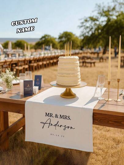 Personalized Wedding Table Runner, Custom Linen Wedding Banner, Bride & Groom Table Decor, Wedding Ceremony Gift