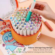 New 12/24/36/48/60 Pcs Set Vibrant Acrylic Marker Pens, Professional Free-Flowing Ink System With Excellent Color Coverage On Black Paper, Soft Brush Tip For Smooth Writing And Coloring, Boxed With Fabric Storage Bag For Easy Carrying And Organization - Marker Pen (set) - View 9