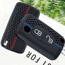 Funda de silicona suave y premium para llave de coche con 2 botones para Peugeot 206, 308, 3008, Expert, Partner, C3 Pluriel, Picasso, Berlingo - A - Ver 2