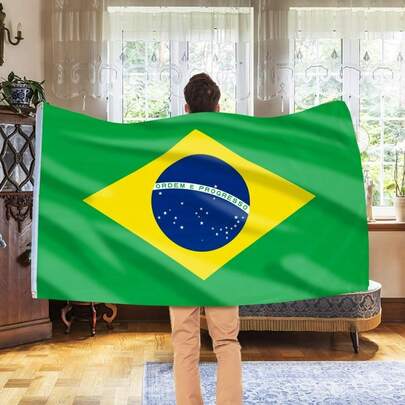 Brazil Flag 3x5 Ft, Large Brazilian Flags For Outside - Double Side With Brass Eyelets For Party Decorations, Soccer Party Decoration Bar Garden Street Decoration Indoor Outdoor