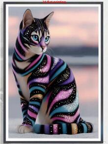 2D Flat Printing Frameless 5D DIY Full Drill Diamond Painting Large Size, Shiny Kitten, Suitable For Beginners And Craft Lovers, Indoor Decor Painting, Best Craft Gift For Mother's Day, Easter, Wedding - View 2