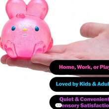 NEE DOH Jelly Hops Squishy – Scented Glitter Bunny Stress Relief Toy, Soft Squeeze Sensory Fidget Squishies For Kids & Adults, Great Birthday Gift - thỏ vàng - Xem 4