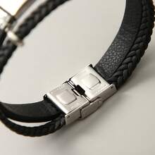 1/2pcs Customized Carved Braided Rope Stainless Steel Bracelet, Personalized Twisted Rope Woven Leather Bracelet, Couple Bracelet - Style a - View 6