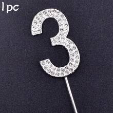 10pcs Silver Plated Cake Topper Candles, 0-9 Crystal Number Cake Decorations Suitable For Birthday, Anniversary, Graduation And Party - Multicolor - View 21