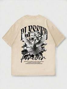 Men's Simple And Versatile Graphic Print Short Sleeve T-Shirt - Nude - 查看 4
